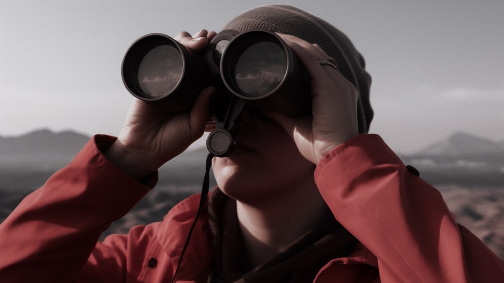 Person looking at the horizon with binoculars to see 7 Salesforce trends of 2023