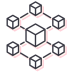 Enterprise Blockchain icon illustration with 7 interconnected blocks