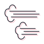 Speed icon illustration of two moving clouds